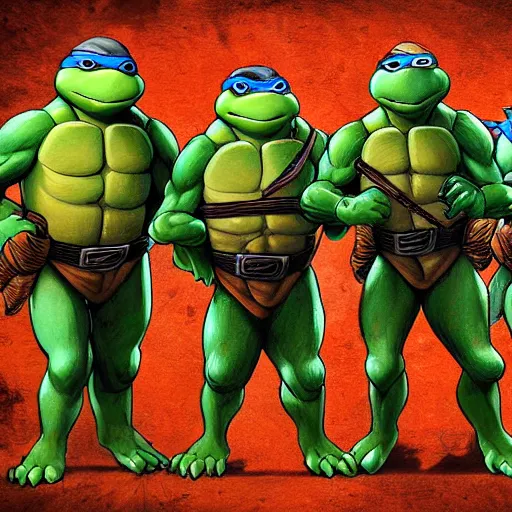 Image similar to teenage mutant ninja turtles by leonardo davinci