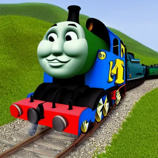 Prompt: thomas the tank as an avacado