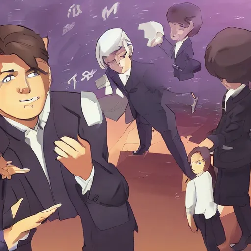 Prompt: sean hannity runs fox news ， by makoto shinkai