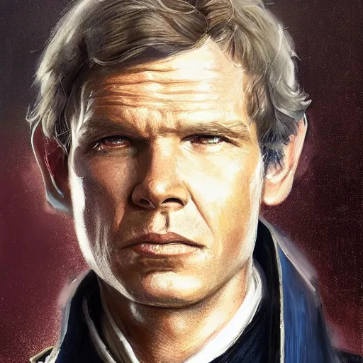 Image similar to portrait of a Man by Greg Rutkowski, Han Solo as an Admiral of the Galactic Alliance, he is about 70 years old, wearing military navy uniform of the Galactic Alliance, Star Wars Expanded Universe, highly detailed portrait, digital painting, artstation, concept art, smooth, sharp foccus ilustration, Artstation HQ