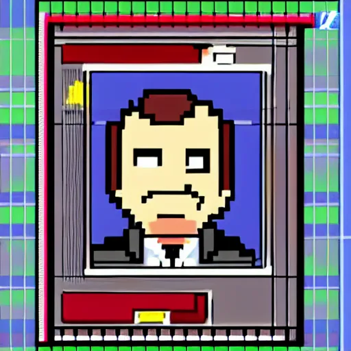 Prompt: Saul Goodman in the style of Ace Attorney, pixel art