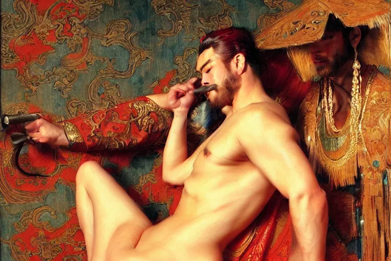 Image similar to tang dynasty, painting by gaston bussiere, craig mullins, j. c. leyendecker, tom of finland