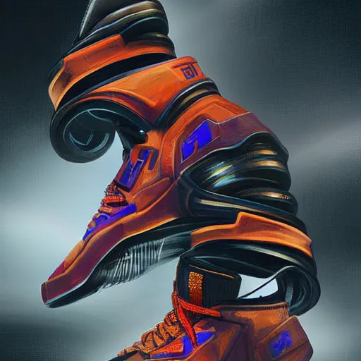 Image similar to basketball sneaker concept art, cyberpunk, sharp focus, illustration, concept art by tooth wu