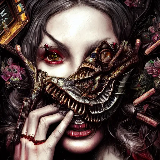 Prompt: indescribable horror, maximalist, high detail, 8k, ornate, dark fantasy, realistic, masterpiece, Trending on art station, complex, WLOP