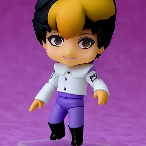 Prompt: prince ( musician ) as nendoroid in a purple rain, kodak film