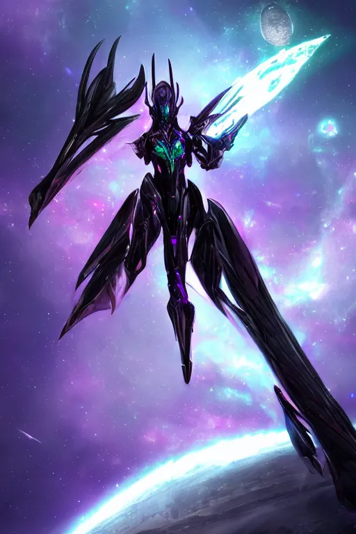 Prompt: galactic hyperdetailed elegant beautiful stunning giantess anthropomorphic mecha sexy hot female dragon goddess, sharp spines, sharp metal ears, sharp purple eyes, sharp black skin, sharp black armor, bigger than galaxy, epic proportions, epic scale, epic size, dragon art, warframe destiny fanart, furry, goddess, giantess, furaffinity, octane render