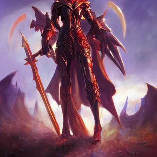 Image similar to Epic divine knight stands among the fallen dead by Richard S. Johnson
