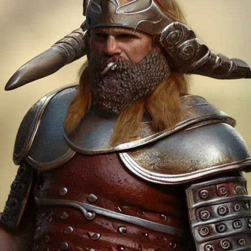 Prompt: of a 3d clay model of a viking from valhalla, wearing the horned helmet ultra fine detail, hair strands, ultra high resolution, fine texture detail, miniature painting techniques, perfect proportions, marvel cinematic universe, eric bana