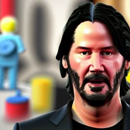 Image similar to Keanu Reeves as a Lego Man