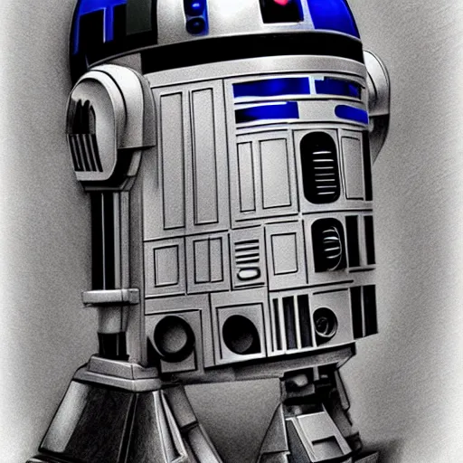 r2d2 pencil drawing