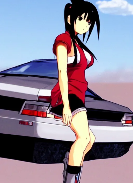 Image similar to anime still of tifa lockhart in the tv show initial d