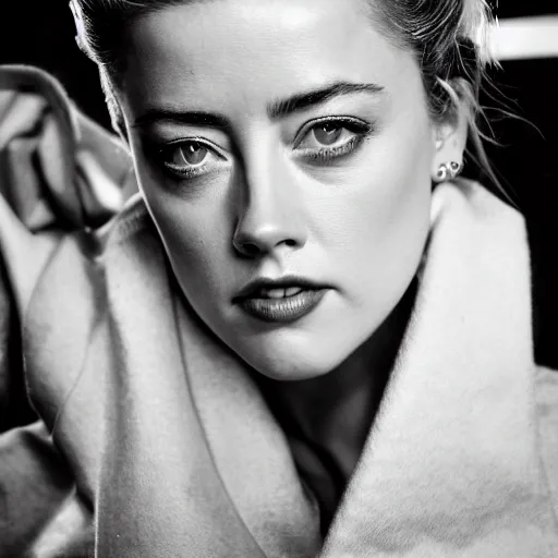 Image similar to amber heard in prison uniform handcuffed, ultra realistic, canon 3 5 mm portrait photography, 8 k