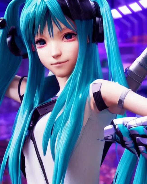 Prompt: Hatsune Miku in the role of Johnny Silverhand from Cyberpunk 2077, amazing short, 8K, IMAX, ultra detailed