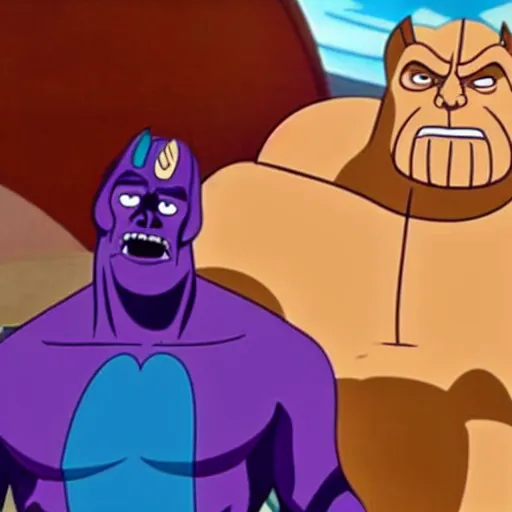 Image similar to film still of thanos in scooby - doo ( 1 9 6 9 )