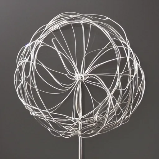 Prompt: the heat death of the universe, wire sculpture, realistic silver metal wire sculpture, cosmos