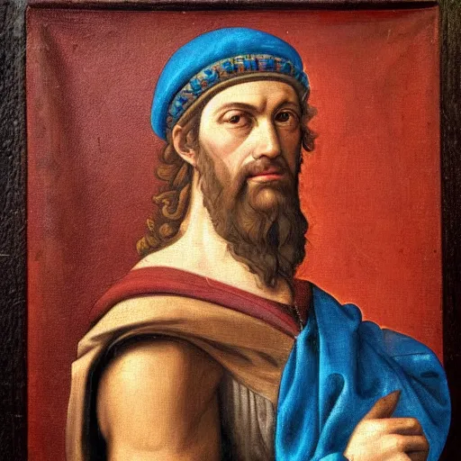 Prompt: a renaissance style portrait painting of Zeus