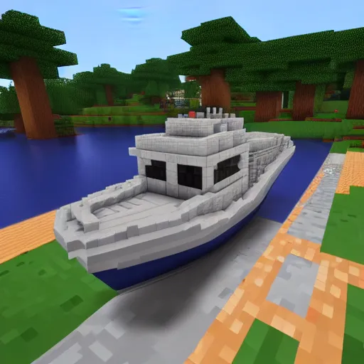 Prompt: minecraft in the year 2030. ultra RTX hyperrealism exotic color v8 supercharged turbo truckboat truck simulator 9000