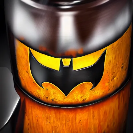 Image similar to a closeup photorealistic photograph of a batman style tiki mug sitting at a trader vic's bar featuring batman face. tiki theme. tiki culture. bright scene. fine detail. this 4 k hd image is trending on artstation, featured on behance, well - rendered, extra crisp, features intricate detail, epic composition and the style of unreal engine.