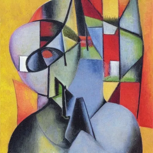 Image similar to self portrait of an accomplished artist, cubism