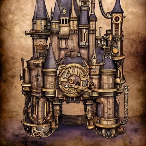 Image similar to steampunk disney castle