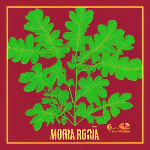 Image similar to moringa juice, 6 0's jazz fusion, album cover, casiopea, orange color, green, moringa leaves juice