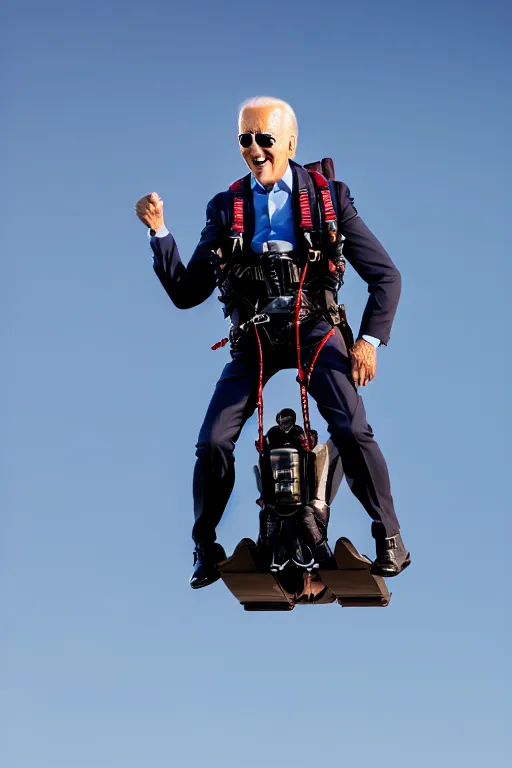 joe biden flying with jet pack, high resolution,, Stable Diffusion