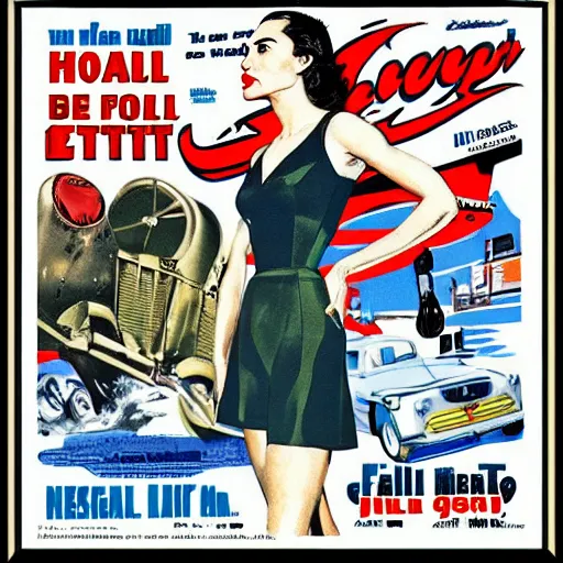 Image similar to full body portrait of gal gadot in the style of bill medcalf, retro, 1 9 5 0, 4 k, detailed, screen print