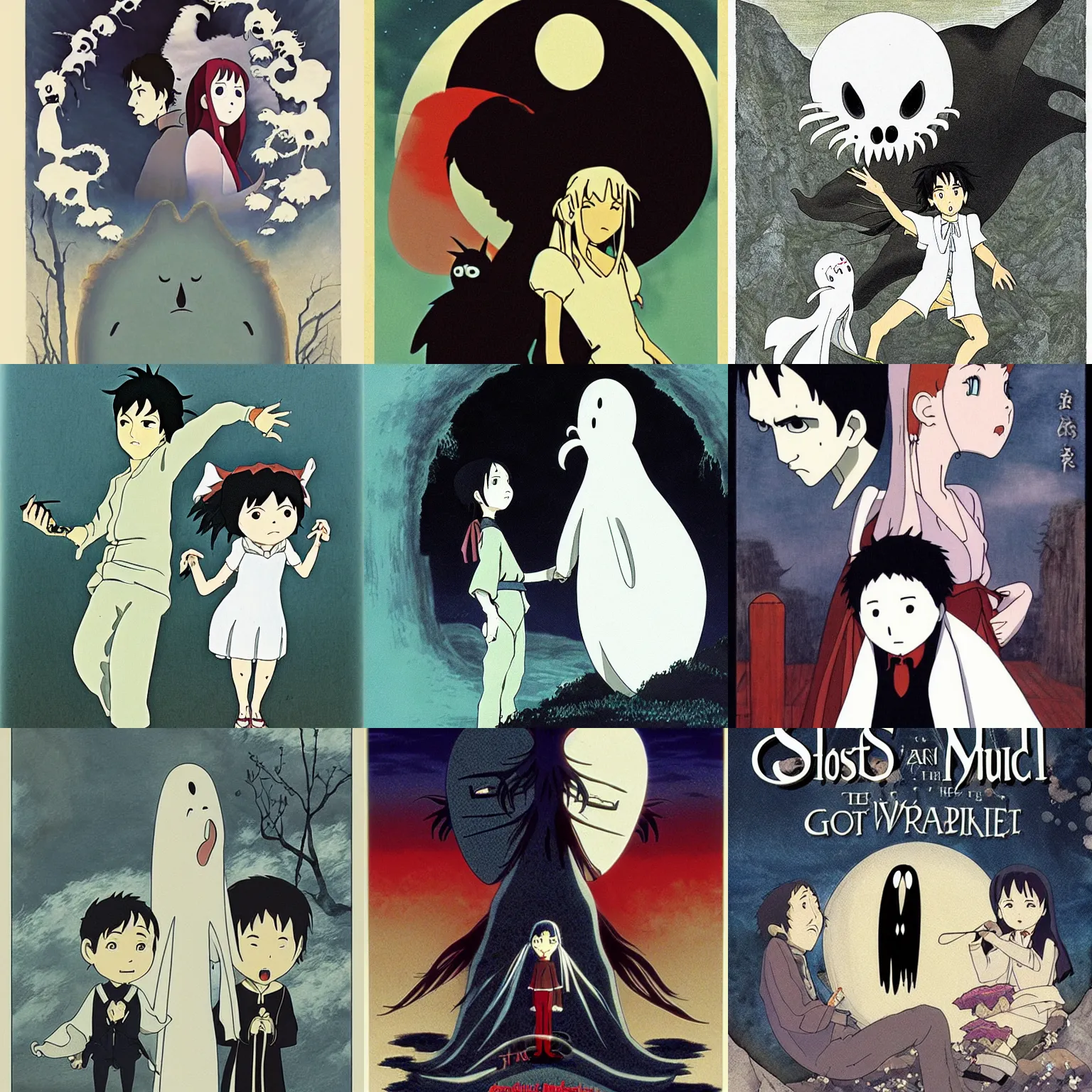 Prompt: the ghost and the vampire, by studio ghibli