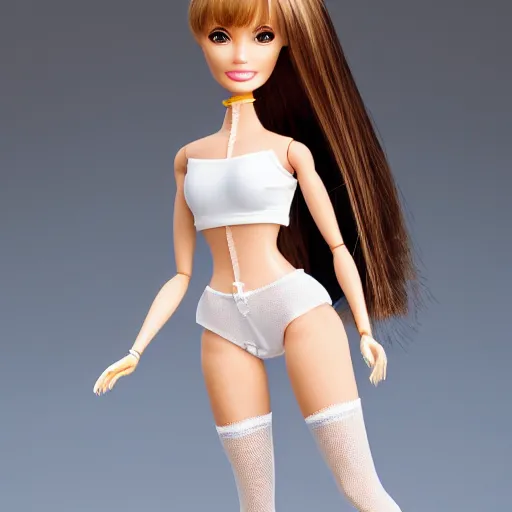 Premium Photo  Barbie in Laceup corset dress with distressed shorts and  wedge sandals Generative AI