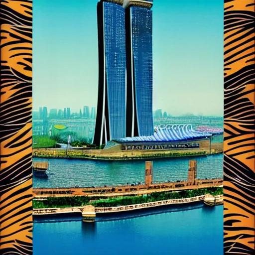 Image similar to art deco tourism poster of marina bay sands