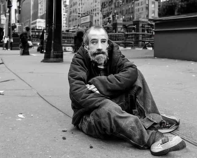 Image similar to a beautiful handsome homeless man in new york city.