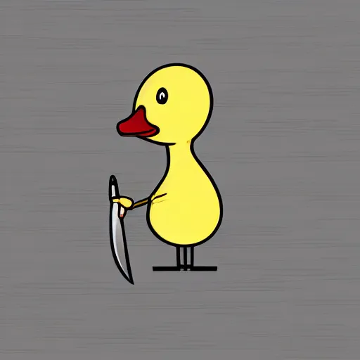 Image similar to yellow duck holding a knife, cartoon style