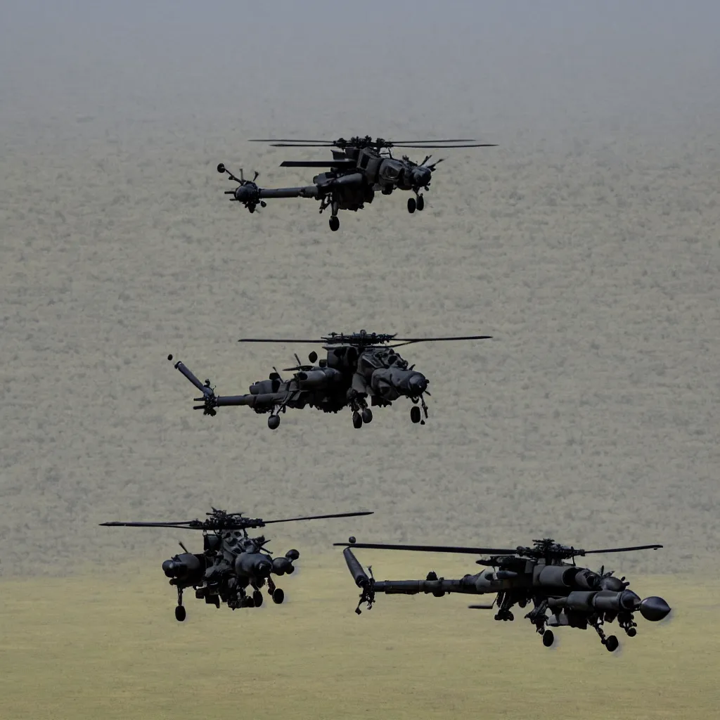 Prompt: apache attack helicopters, photo, 4 k