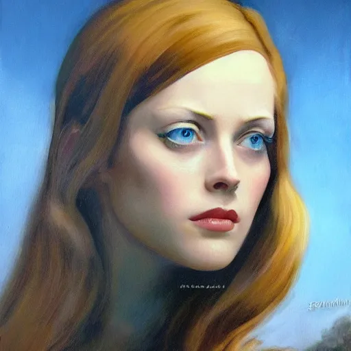 Image similar to ultra realistic portrait painting of deborah ann woll, art by frank frazetta, 4 k, ultra realistic, highly detailed, epic lighting