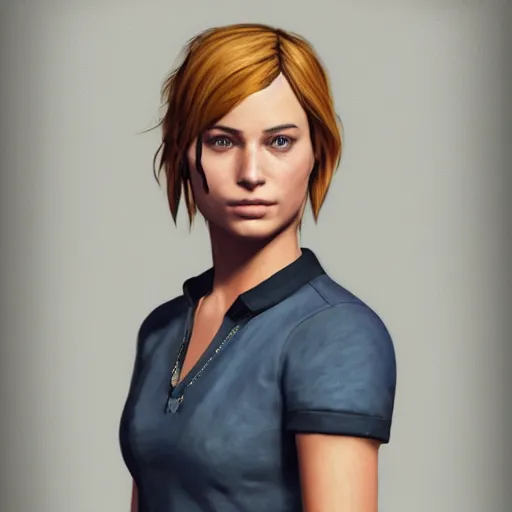 Image similar to portrait of margot robbie as chloe price from life is strange, realistic photograph