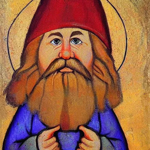 Prompt: gnome heaven iconic painting by andrey rublev
