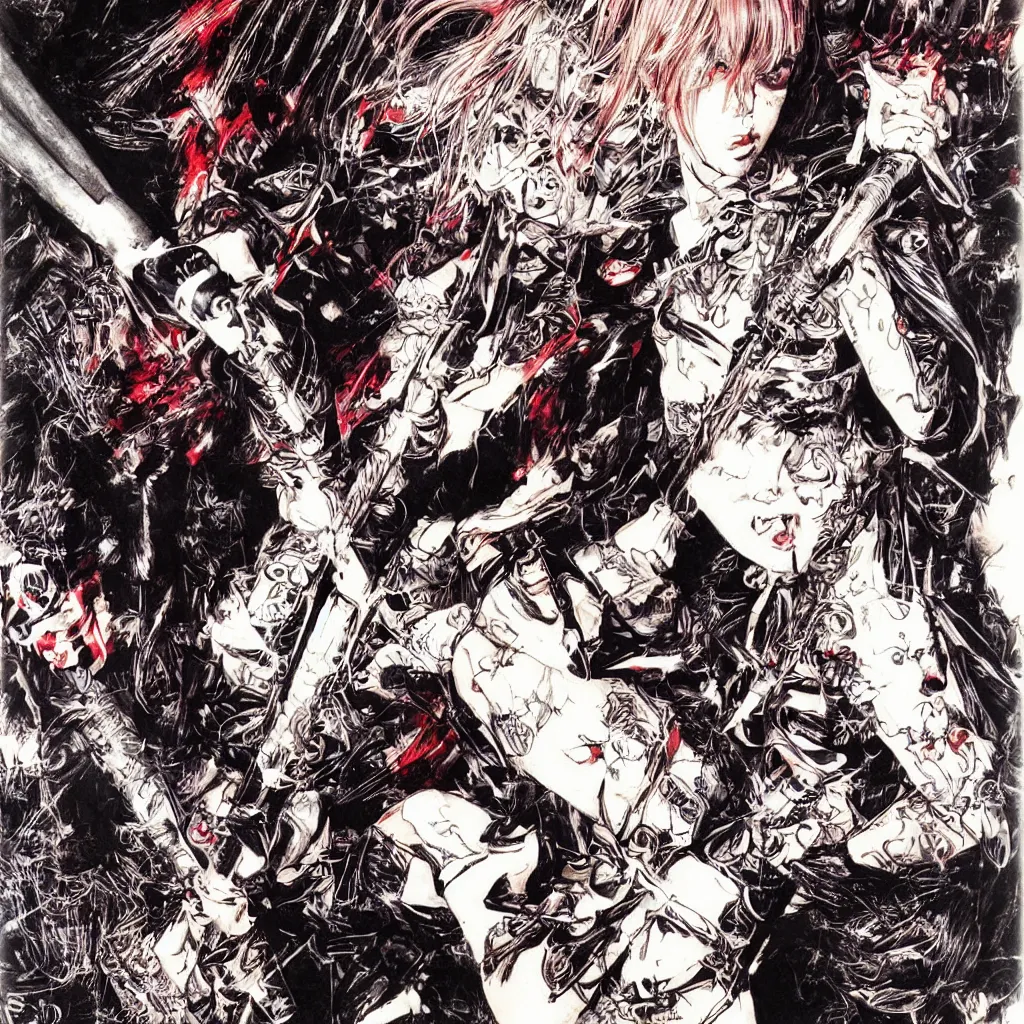 Prompt: punk girl with a spiked baseball bat by ayami kojima