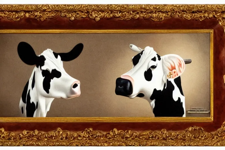 Image similar to 'Wherever you go, a cow is always watching you', by Mark Ryden