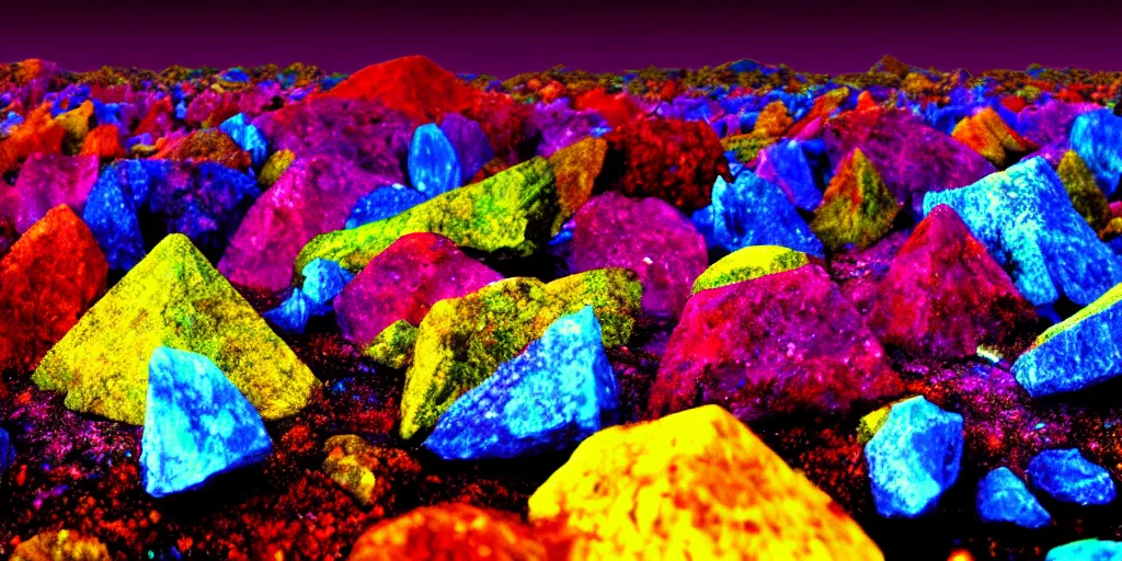 Prompt: barren colorful mystical crystal wasteland