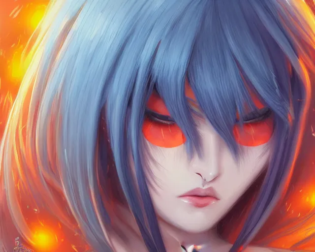 Prompt: Anime girl with almond-shaped orange eyes that are like two flames, luxurious straight and aquamarine hair, wide hips, pale skin, beautiful lips, fantasy art, in the style of Fernando Juarez, illustration, epic art, fantasy, intricate, elgant, amazing detail, digital painting, artstation, concept art, smooth, sharp focus