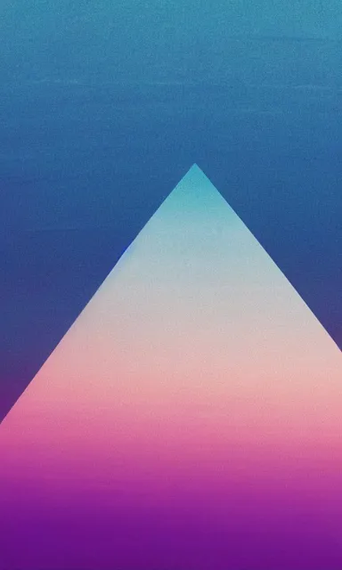 Image similar to upside down triangle in the center out of a serene ocean, calm tones, muted tones, pink, blue, lilac, smooth gradient, album cover, minimal, expressionist