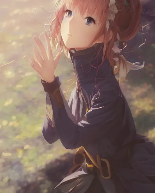 Image similar to An anime portrait of Violet Evergarden, by Stanley Artgerm Lau, WLOP, Rossdraws, James Jean, Andrei Riabovitchev, Marc Simonetti, and Sakimichan, tranding on artstation