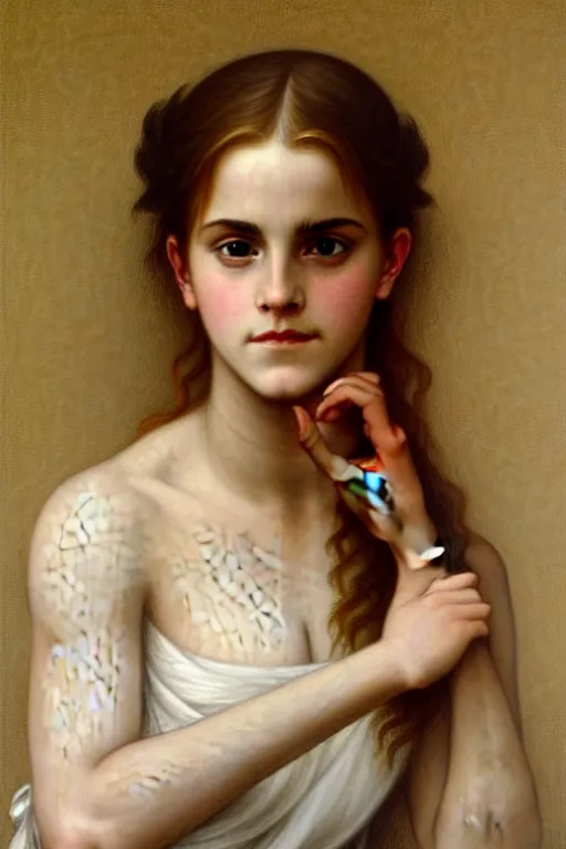 Image similar to emma watson, painting by rossetti bouguereau, detailed art, artstation