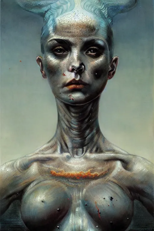 Prompt: painted lilith the mother of all monsters, raining ash, fine art masterpiece, highly detailed dino valls wayne barlowe machiej kuciara, dramatic lighting, long shot, wide angle, uhd 8 k, sharp focus