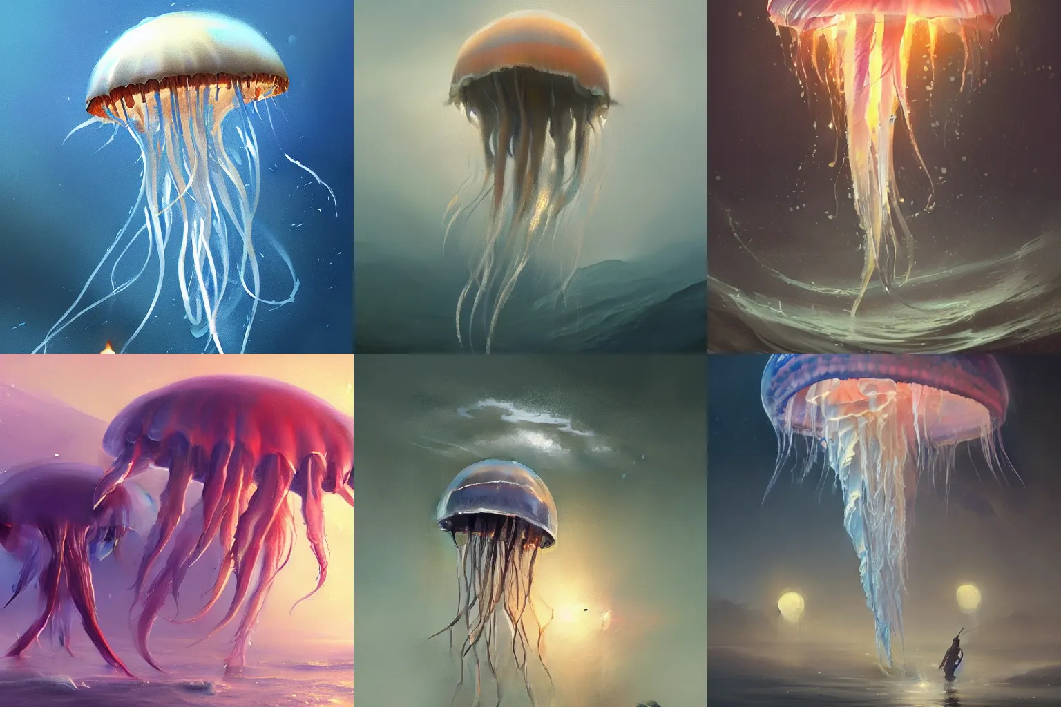 Prompt: painting of a jellyfish by greg rutkowski, concept art, trending on artstation