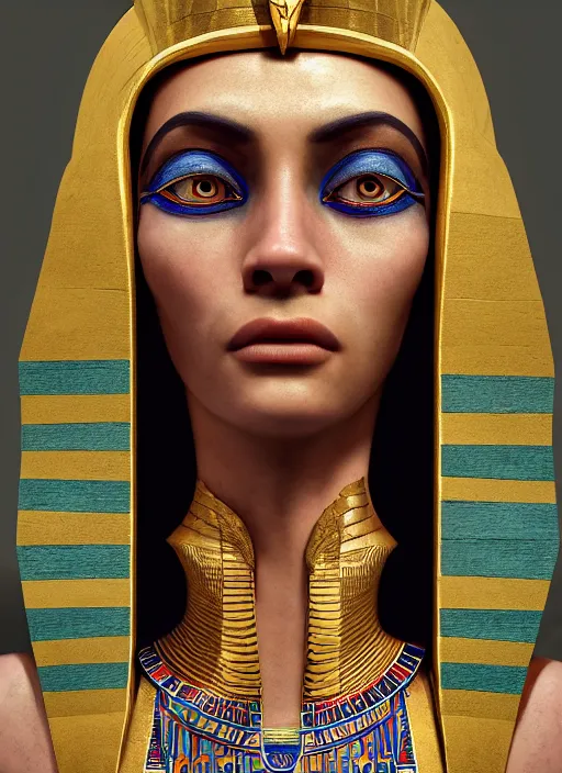 Image similar to an anthropomorphic beautiful female wizard of pharaoh portrait wearing robe, fine art, award winning, intricate, elegant, sharp focus, octane render, hyperrealistic, cinematic lighting, highly detailed, digital painting, 8 k concept art, art by jamie hewlett and z. w. gu, masterpiece, trending on artstation, 8 k