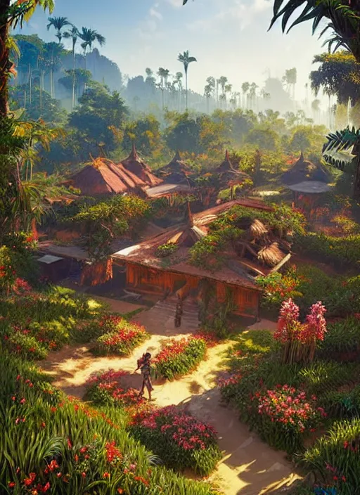Prompt: a low poly isometric render of a kerala village, floral! intricate, elegant, highly detailed, digital painting, artstation, concept art, smooth, sharp focus, illustration, art by artgerm and greg rutkowski and alphonse mucha, horizon zero dawn 8 k