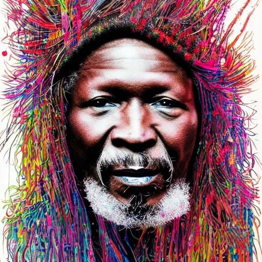 Image similar to portrait of alpha blondy by carne griffiths, very detailed, 4 k