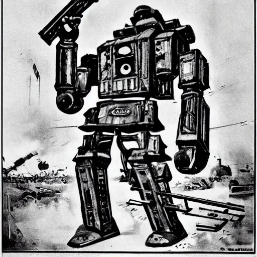 Image similar to wwi deiselpunk soviet battle mech propaganda art