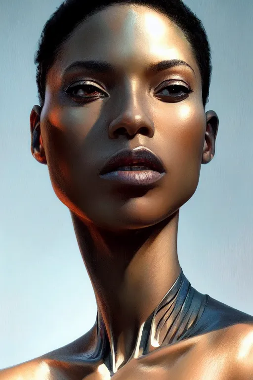 Portrait of black beautiful steampunk girl, D&D, face